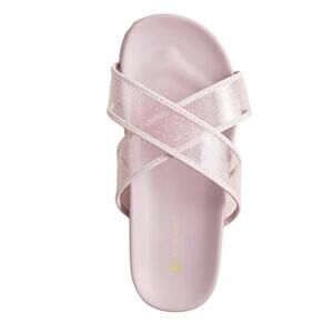 Crewcuts Pink Glitter Cross Strap Slide On Sandals Toddler size 8